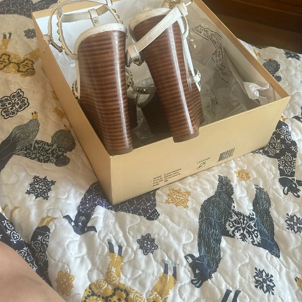 Michael Kors White and Brown Wedge Shoes - Picture 6 of 7